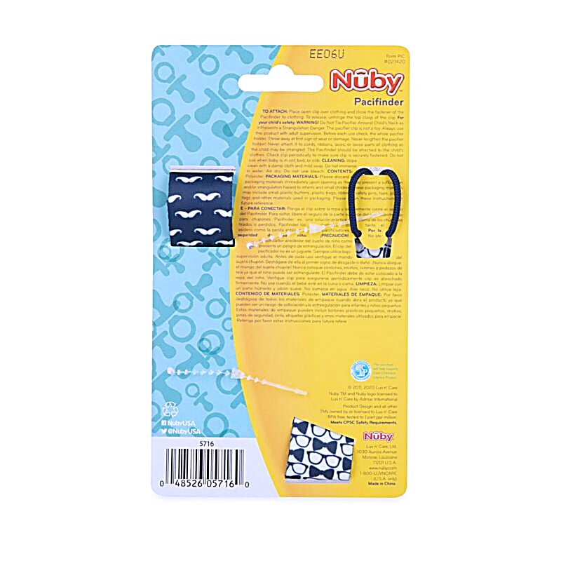 Nuby Printed Cloth Pacifinder Clip 2 Pack for Infants - BPA Free