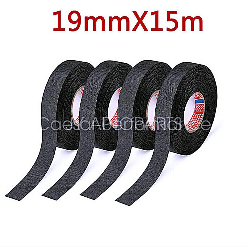 4 Rolls of 19mm*15m Cloth Tape for Electrical Wiring Harness - Ideal for Car, Auto, SUV, and Truck