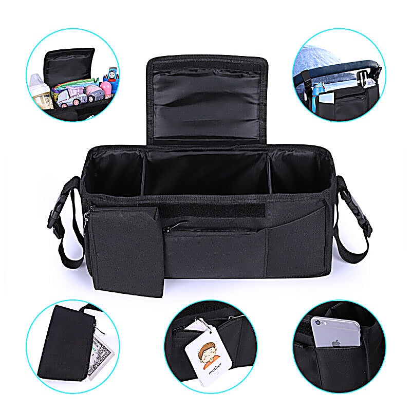 Multipurpose Baby Stroller Organizer with Bottle and Cup Holder