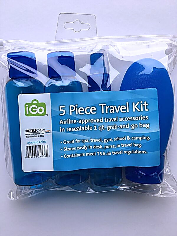 Blue iGo 5 pc Travel Kit: TSA Approved for Airline, Camping & Spa