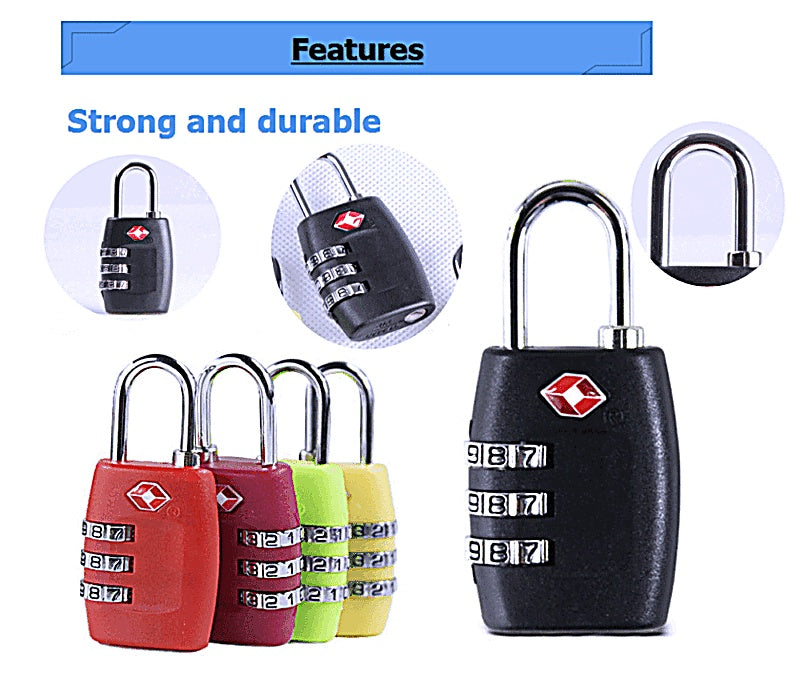 Secure Your Luggage with a TSA Lock - 3-Digit Combination Reset Padlock for Travel Suitcases and Backpacks