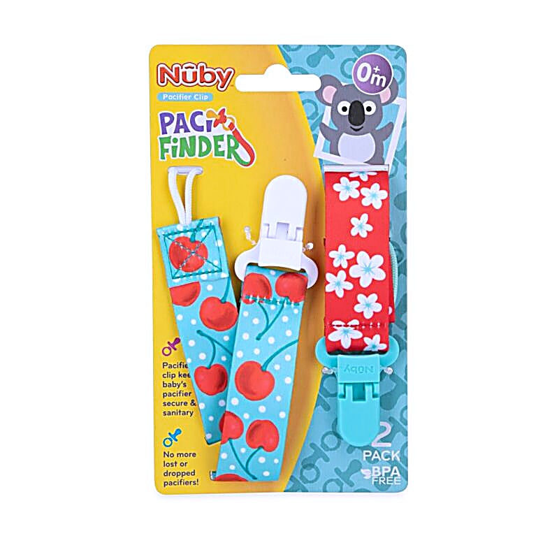 Nuby Printed Cloth Pacifinder Clip 2 Pack for Infants - BPA Free